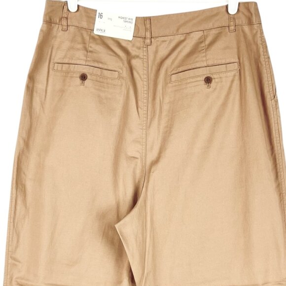 a.n.a. Women's Highest-Rise Tapered Leg Maple Brown Pleated Pants Size 16 NWT - Picture 4 of 11